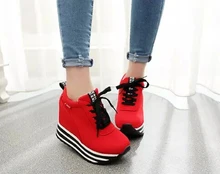 HOT Breathable Casual Shoes Women Shoes Lace Up Height Increasing 9.5 cm High Platform Women’s Shoes Trainer Sapato Feminino