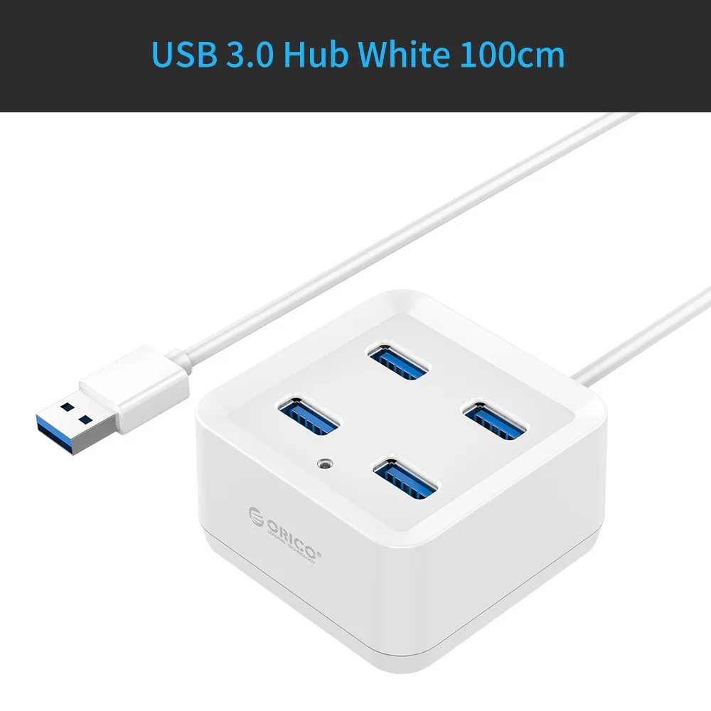 ORICO 4 порта USB3.0 ультра-мини концентратор SuperSpeed 5 Гбит/с для ноутбуков и планшетов Поддержка Windows/Mac/Linux - Цвет: White 100cm