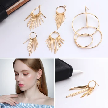 

4PCS 24K Gold Color Plated Geometric Shaped Stud Earrings Women Fashion Jewelry Making Findings Accessories