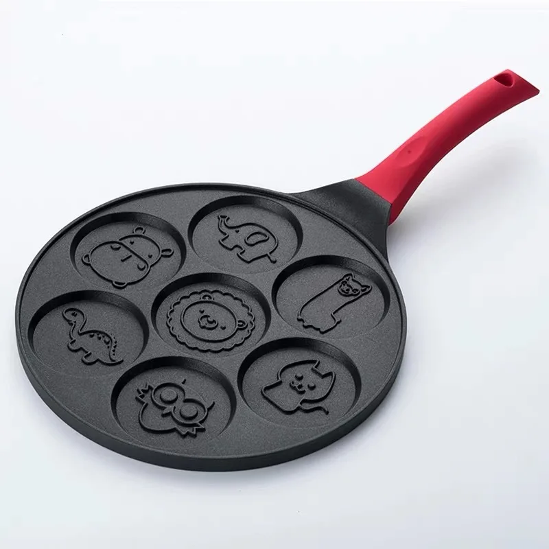 

7 Hole Smiley Face Pancake Omelette Pan Cartoon Fun Enjoy Snacks Cake Pie Baking Pan Non-Stick kitchen Breakfast Egg Mould Maker