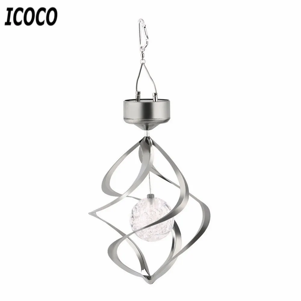 

Color Changing Solar Powered LED Wind Chimes Wind Spinner Outdoor Hanging Spiral Garden Light Courtyard Decoration