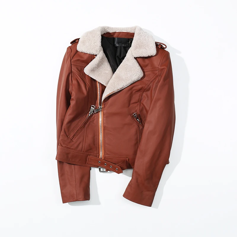 Real Leather Jacket Ladies Black Brown Yellow Zippers Vintage Classic Female Clothing Autumn Winter Genuine Sheepskin Jackets  