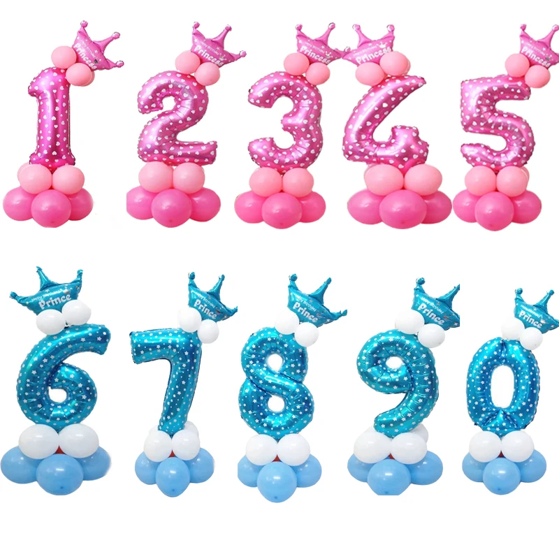 17 шт. в 1 Розовый Синий 0-9 цифры большой гелиевый номер фольги Детские фестивали Dekoration день рождения игрушка шляпа для детей