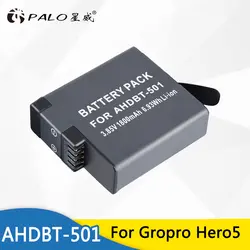 Пало шт. 1 шт. Gopro Hero 5 1600 мАч AHDBT-501 AHDBT501 AHDBT 501 камера перезаряжаемые батарея для с обновлением