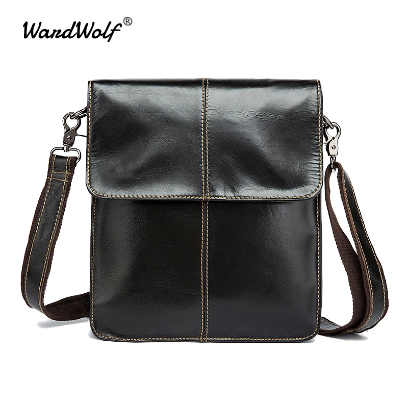 

WardWolf Men's Messenger Bag Shoulder Bag Genuine leather small Casual male man crossbody bags for men handbags leather bags
