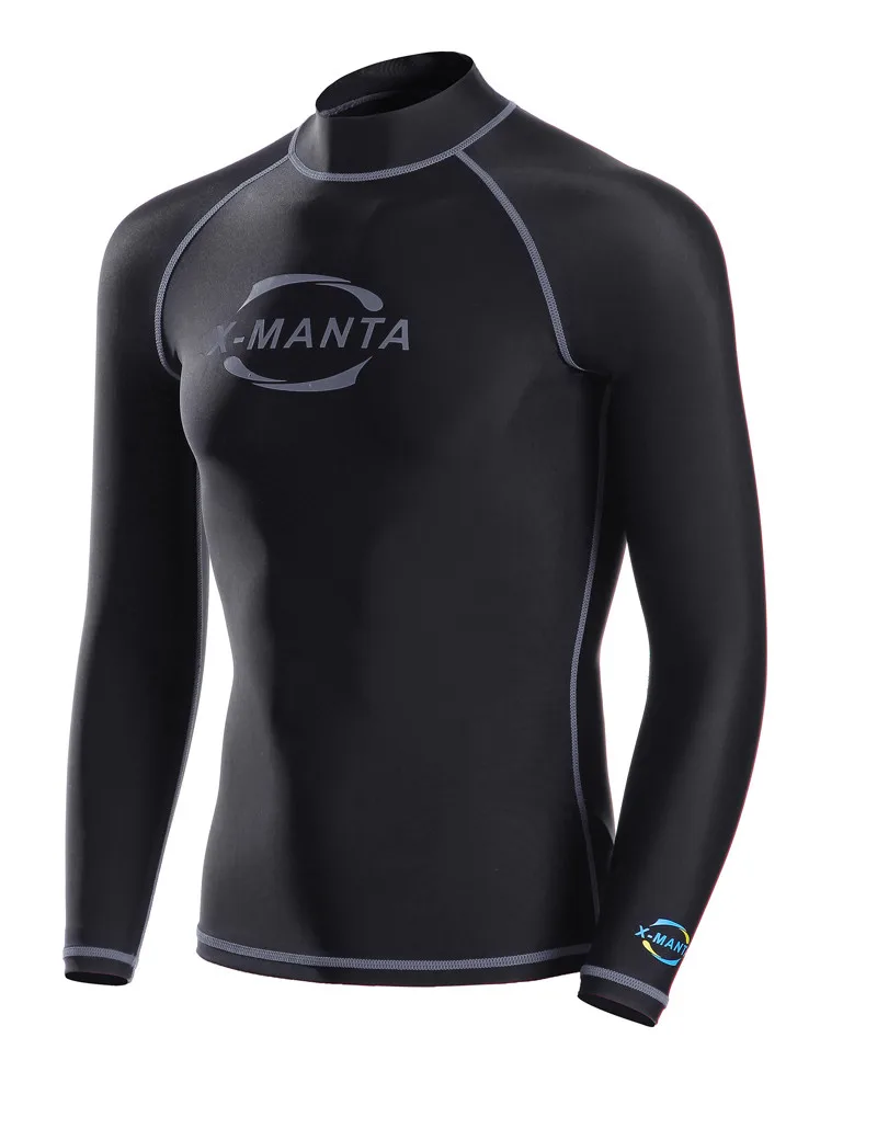 Мужская Верхняя одежда для плавания с длинным рукавом с буквенным принтом подводное плавание рубашка для серфинга топы Solid Однотонная синяя черная