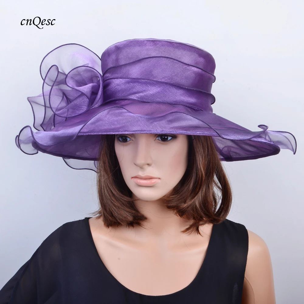 Lavender purple formal dress hat Organza hat for church.-in Women's ...