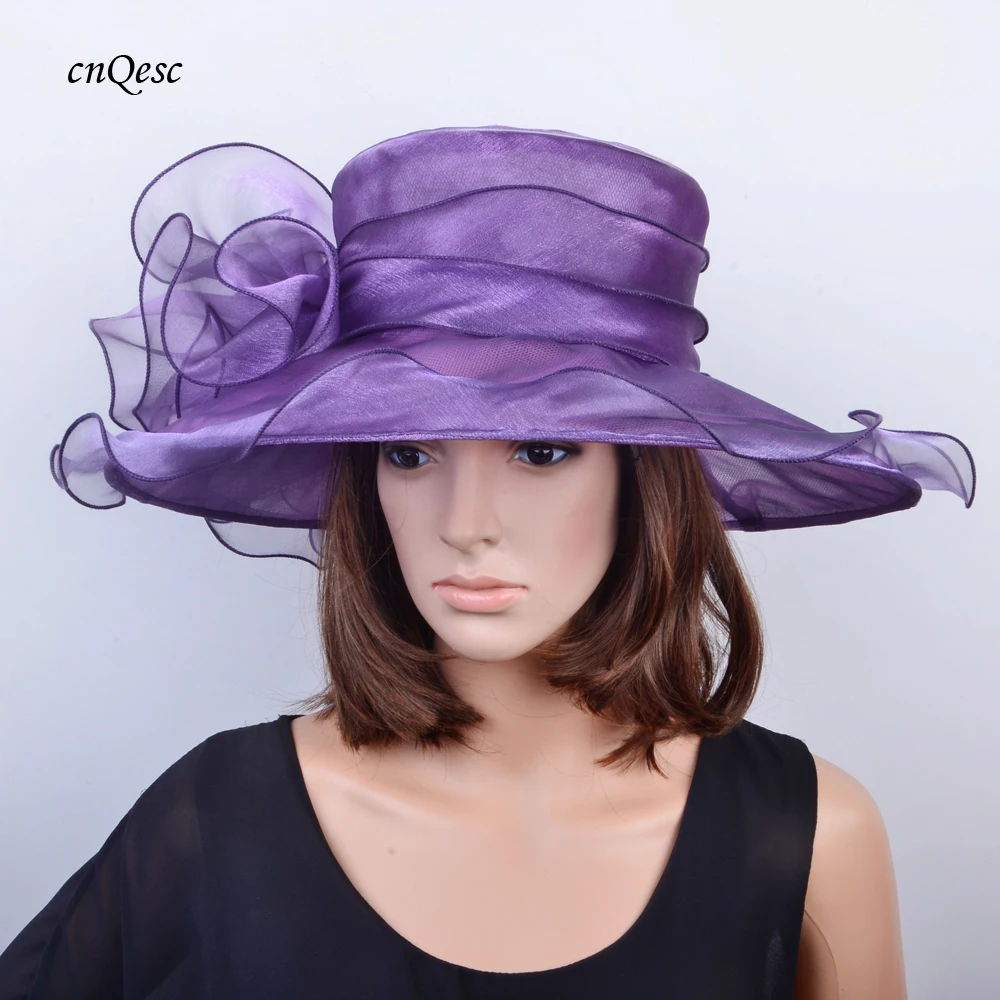 Lavender purple formal dress hat Organza hat for church.in Women's