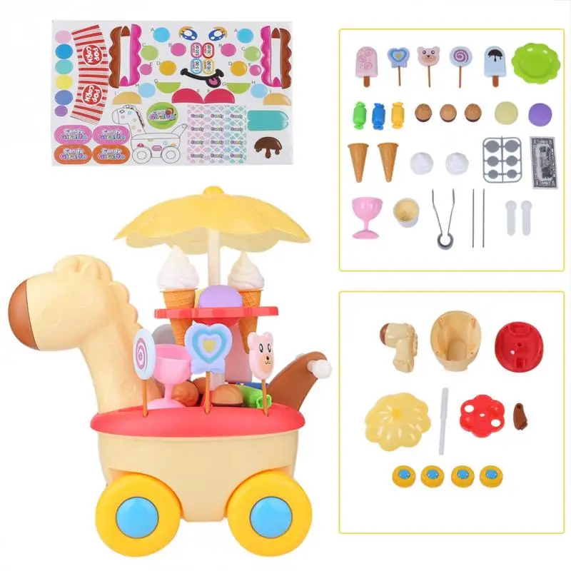 Мини сумка на колёсах девушка конфеты корзину игрушка милый жираф магазин мороженого гладкой дети играют дома с подсветкой для хранения музыки для игрушки - Цвет: Цвет: желтый