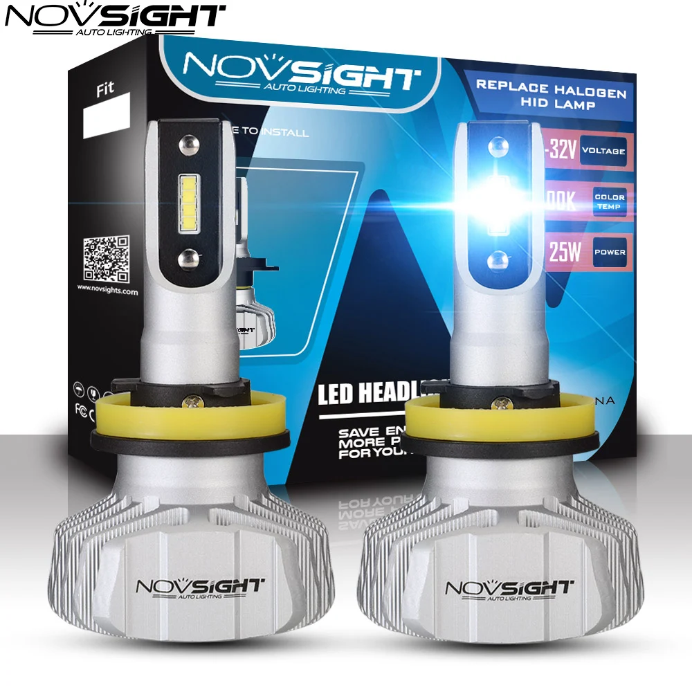 Novsight Новое поступление H11 светодиодный H1 фар автомобиля HB3 H3 H7 9005 9006 HB4 H4 10000LM 6500K