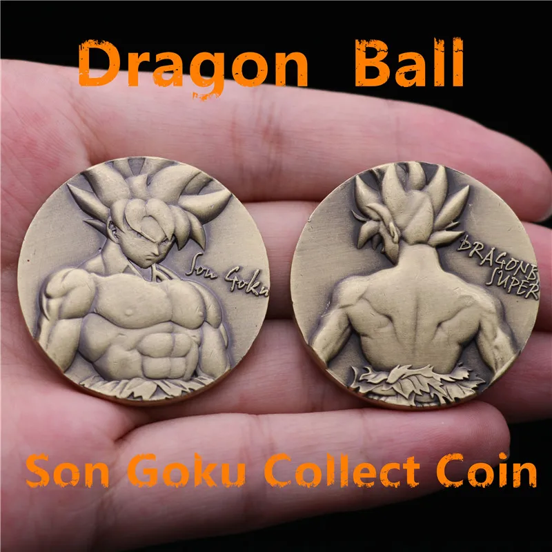 Japan Anime Dragon Ball Super Saiyan Son Goku Collect Coin Commemorative Coins Tossing Cos 3D Badge Christmas Fans Gift Metal