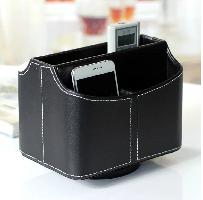 

Leather desktop storage box rotary phone miscellaneously remote control storage box rack
