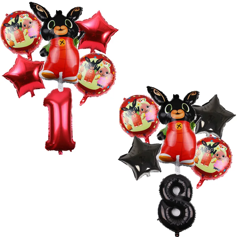 

6pcs/lot 83*44cm Cartoon Bing Bunny 32 inch number Foil Balloon Rabbit Balloons birthday party decorations kids balloons globos