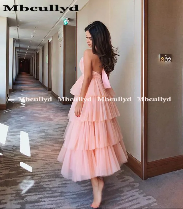Розовый Mbcullyd старинные c высоким горлом короткие платья для выпускного вечера тонкая длиной до лодыжки розовые белые вечерние платья для женщин robe de soiree - Цвет: Розовый