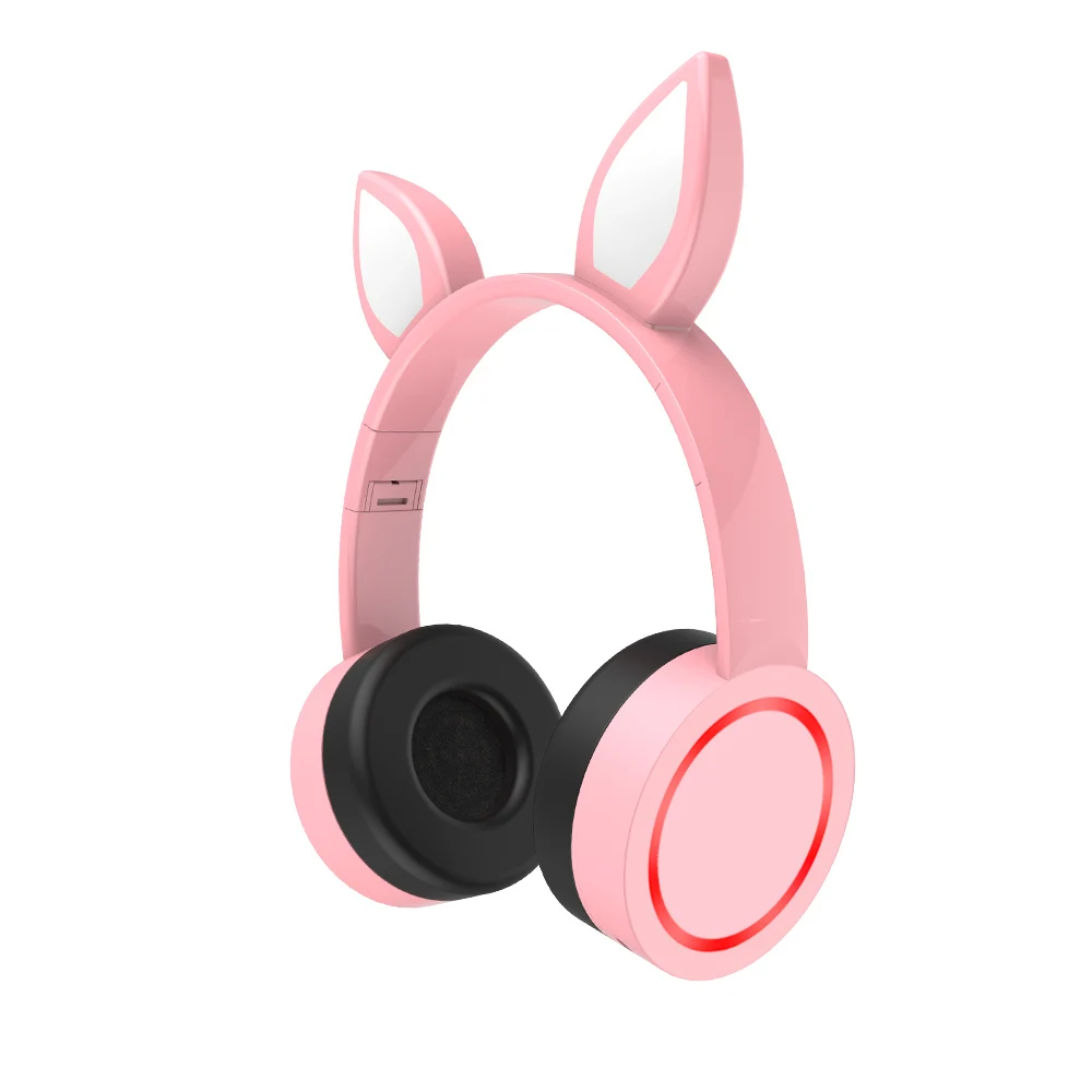 

Cute Cat Ear Headphones 7-Color Wireless Earphone Bluetooth Headphone Flashing Glowing Headset For Girls Kids Rabbit Ear