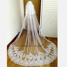 Свадебная фата 3*3 метра белая/слоновая кость Аппликация Mantilla свадебная фата с длинной расческой свадебные аксессуары MD2021