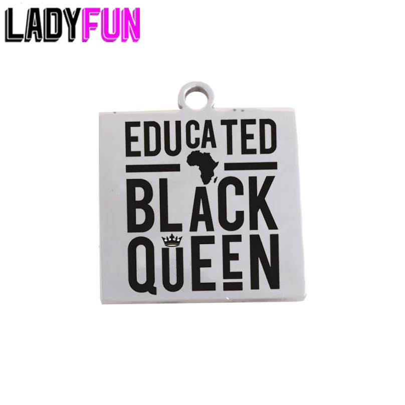 Нет Ladyfun настраиваемый образованный черный Королева Шарм квадратный 20 мм образованный кулон в виде королевы Подвески для изготовления ювелирных изделий - Окраска металла: Нет
