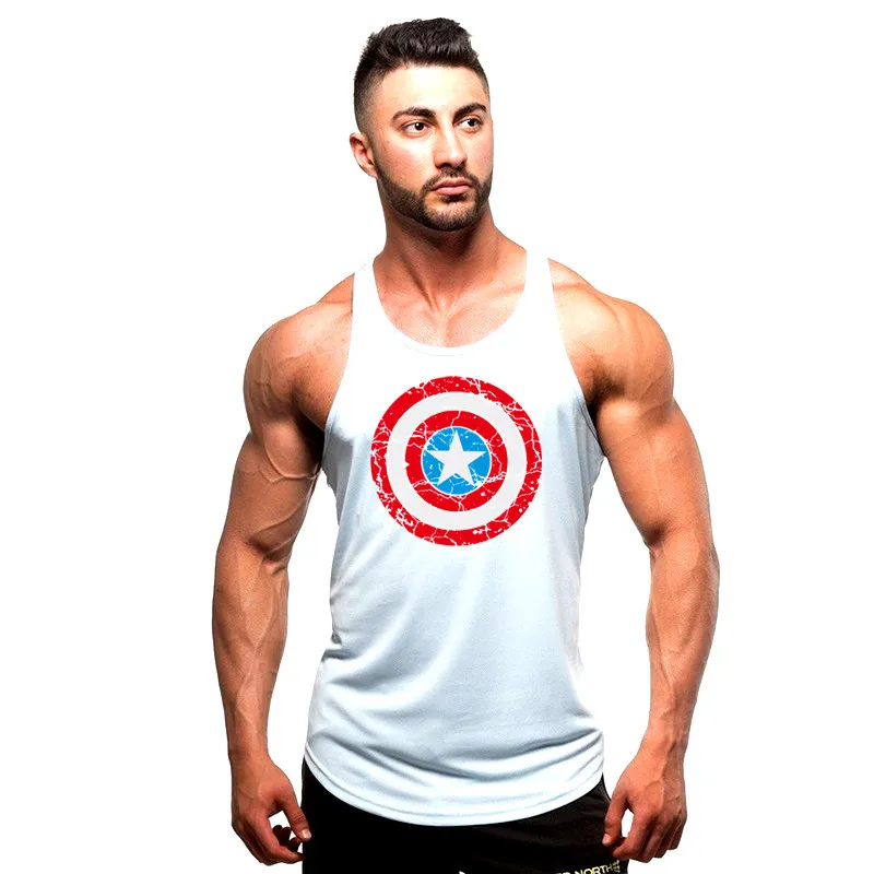 captain white NOPAIN NOGAIN одежда для бодибилдинга мужские спортивные майки майка для фитнеса капитан хлопок майка без рукавов майка для мускулистых мужчин - Цвет: captain white