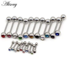 Alisouy 1 шт. хрустальный шар два стиля короткий 6 мм длиной 16 мм 16 г 14 г язык ушной гвоздик для пирсинга в хряще гвоздь трагус баров кольцо штанги пирсинг