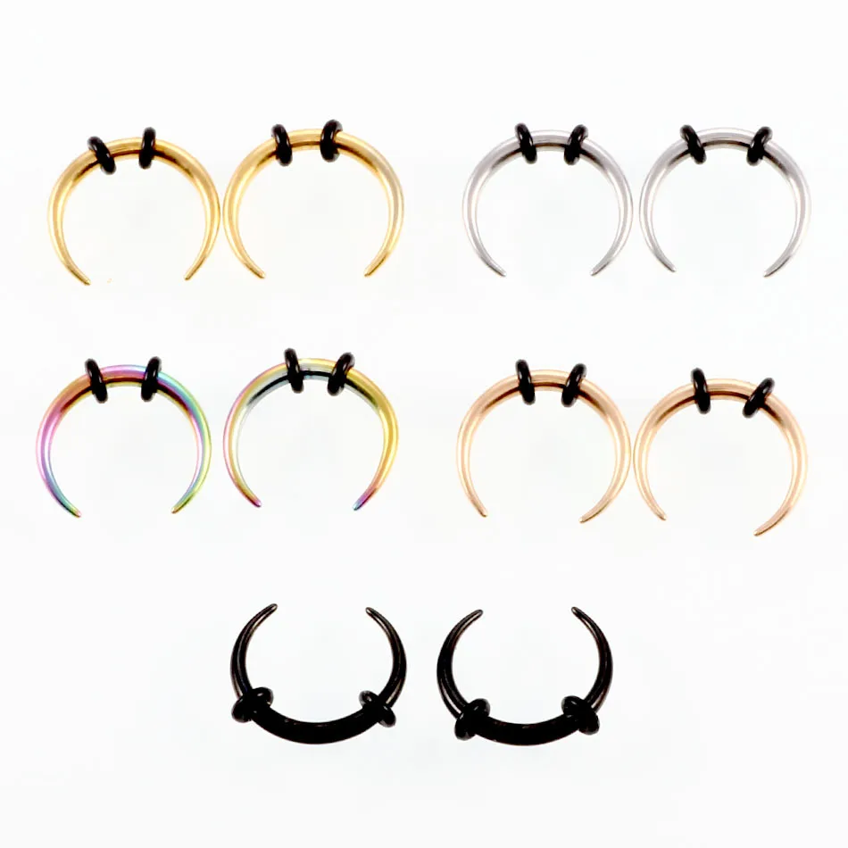 ZIIME 1PC14G 16G OX Horn Septum Clicker Nose Ring Studs Surgical Steel