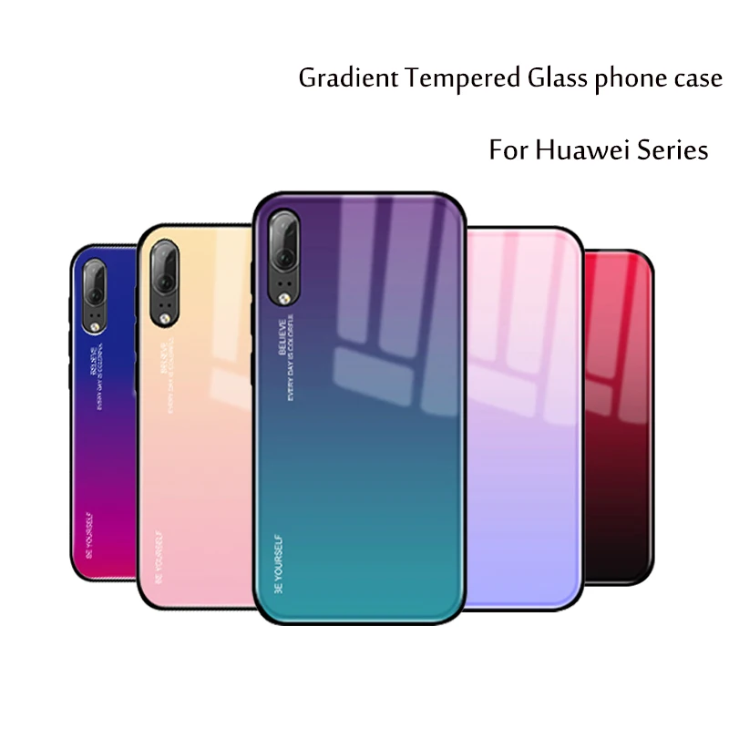 

Gradient Tempered Glass Case For Huawei P Smart Plus P20 Lite Pro Case For Huawei Nova 4 3i 2i 3E Mate 10 20 Lite Cases Cover