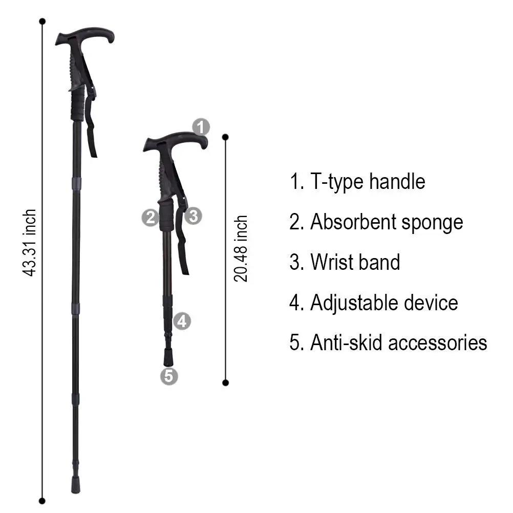 Анти шок Nordic трости телескопические треккинг, Пеший Туризм поляков восхождение Сверхлегкий трости с EVA T ручка поло