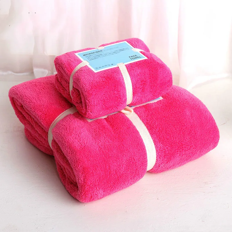 

New 2017 Microfiber Towel Set 2pc/set Plush Bath Towel Super Absorbent Hand Towel Brand Quick Dry Towels bathroom Adult