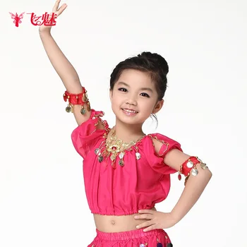 

Child belly dance top child belly dance lantern short-sleeve chiffon top children's clothing new arrival free shipping