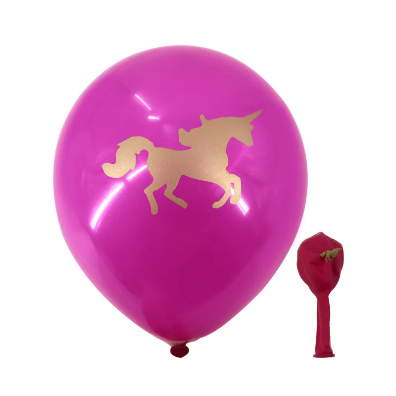 Золотой Единорог набор одноразовой посуды наборы розовые фольгированные воздушные шары-единороги Бумажная гирлянда торт Топпер День Рождения вечерние принадлежности - Цвет: 10PCS Balloons-D