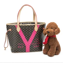 Luxury small Pet cat dog Travel pu leather Carrier bag outdoor foldable portable dog Chihuahua carry tote shopping bag handbag