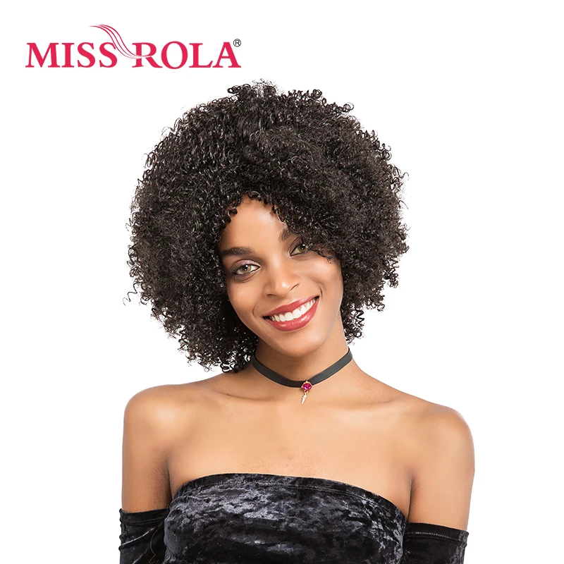 

Miss Rola Synthetic Wigs For Women 11 Inch Short Curly Hair Wig Kanekalon Heat Resistant Can Be Customized 2# Black Color