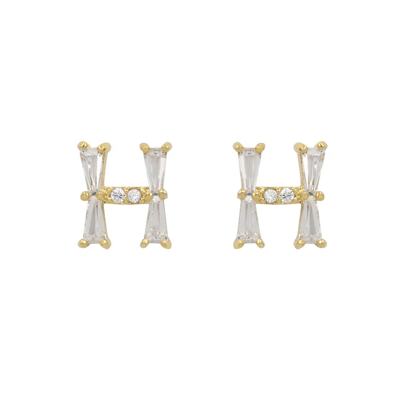 

WEIMANJINGDIAN New Arrival Cubic Zirconia CZ Zircon Crystal Letter H Stud Earrings for Women or Girls