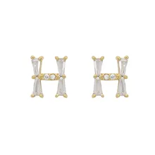 WEIMANJINGDIAN Новое поступление кубического циркония Фианит, циркон, Кристалл Письмо H серьги гвоздики для женщин или девочек