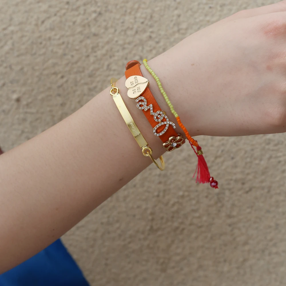Legenstar Charm Slide Keep Bracelet Gold Love Best Friend Slide Orange
