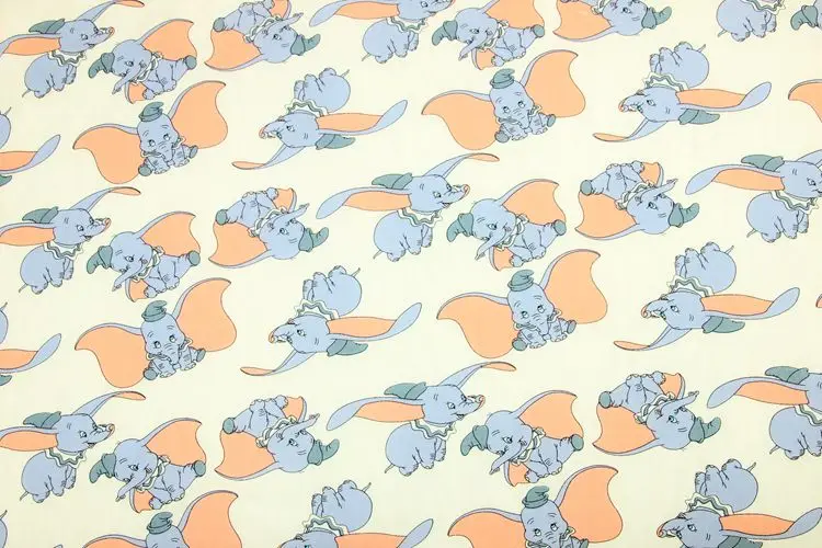 50*140 см мультфильм Dumbo поплин Хлопок Ткань для шитья и рукоделия материал ручной работы Hometextile Лоскутная юбка для девочек Рубашка