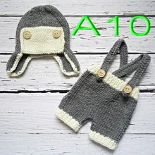 Детские шапки, вязаная шапка ручной работы с подгузниками/комбинезон, Детский комплект для новорожденных, фото реквизит, NB-3M, хлопок