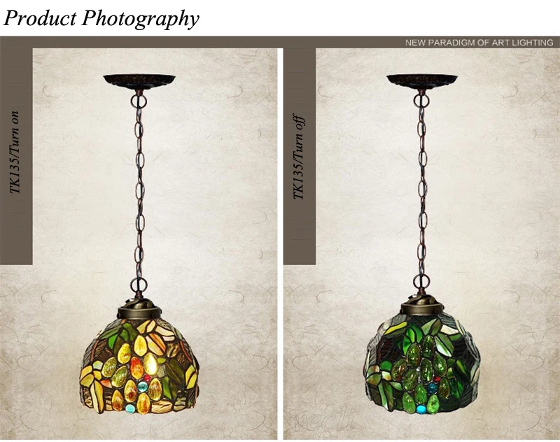 Скандинавские винтажные витражи Tiffanylamp, Европейский деревенский сад зеленые листья ротанга подвесной светильник для столовой светильник ing