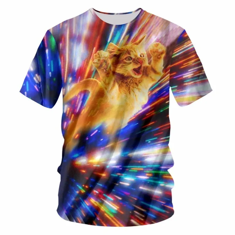 OGKB крутая футболка для мужчин/женщин с 3D принтом цветные футболки рисунком кота