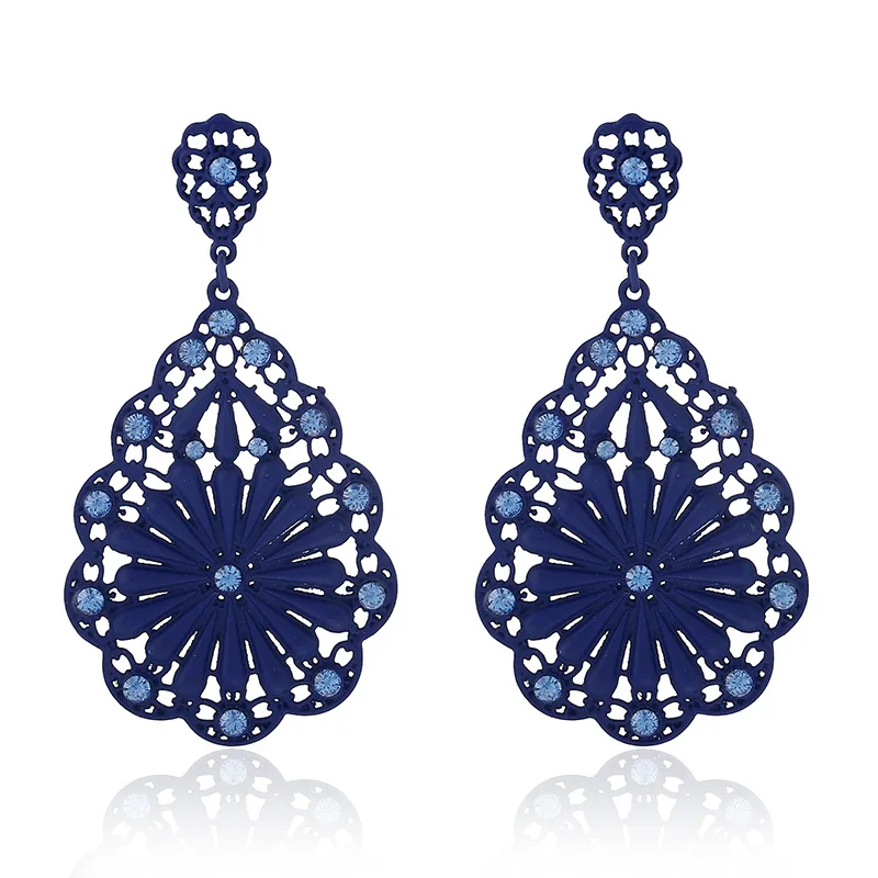 2018 Новый Brincos Boho индийские ювелирные изделия выдалбливают Этническая Стиль разноцветный хрусталь серьги гвоздики для женщин подарок 1E445