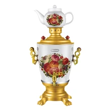 Самовар электрический Элис ЭЛ-4064(мощность 2200Вт, емкость 4 л, корпус из нержавеющей стали, автоотключение при закипании, функция поддержания температуры, керамический чайник 1 л