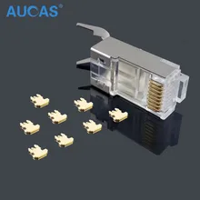 AUCAS High Quality CAT7 Connector shield FTP RJ45 plug RJ45 connector 8P8C Network CAT7 Modular Plug