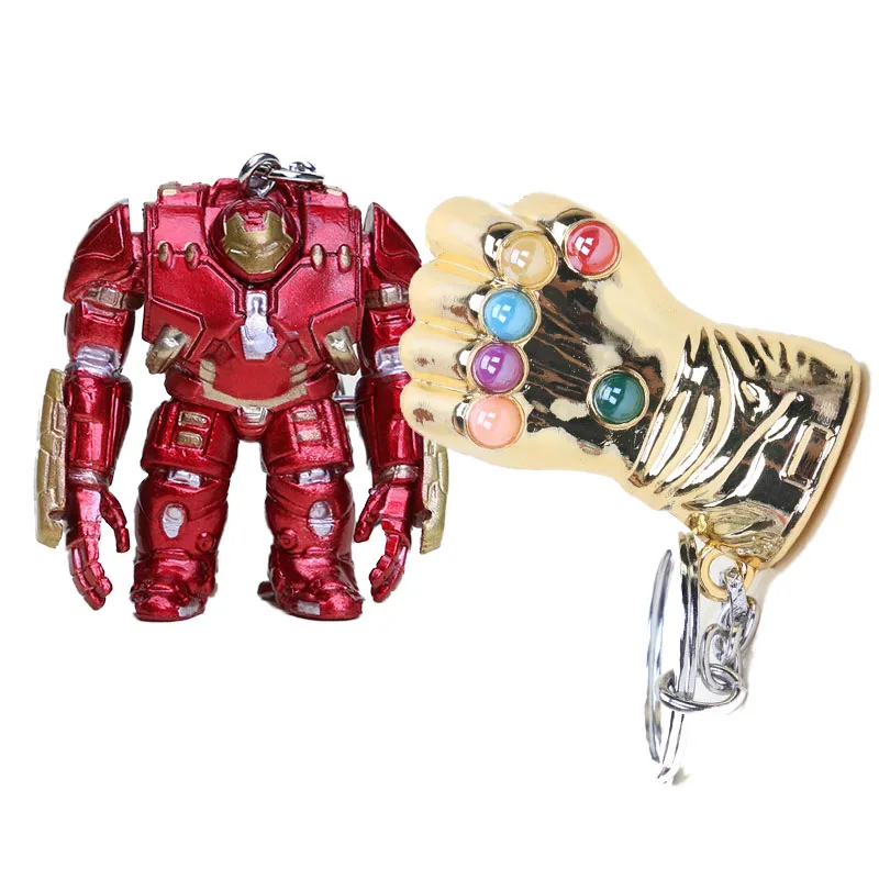 

The Avengers panther hulk HulkBuster Keychain Infinity War Thanos gloves keyring Action Figure Pendant pvc collection toy