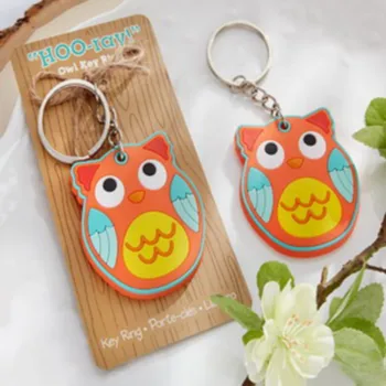 

(10pcs/Lot)FREE SHIPPING+HOO-ray! Rubber Owl Key Chain Baby Shower Favors Birthday Party Giveaway Gift For Guest