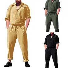 Новинка, мужские комбинезоны с длинным рукавом, осенние брюки, рабочие штаны размера плюс с карманами, повседневный комбинезон, мужские M-3XL