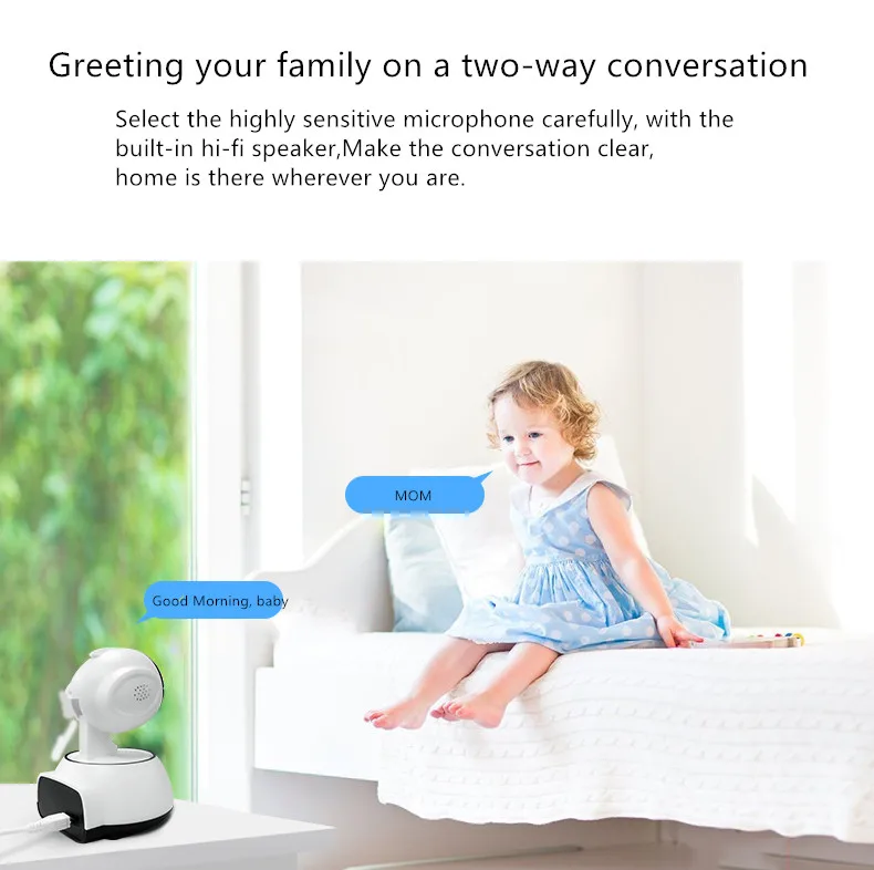 

Home Camera, Indoor IP 720P Security Surveillance System Night Vision Home/ Baby/ Pet Monitor with Contains 64G TF card