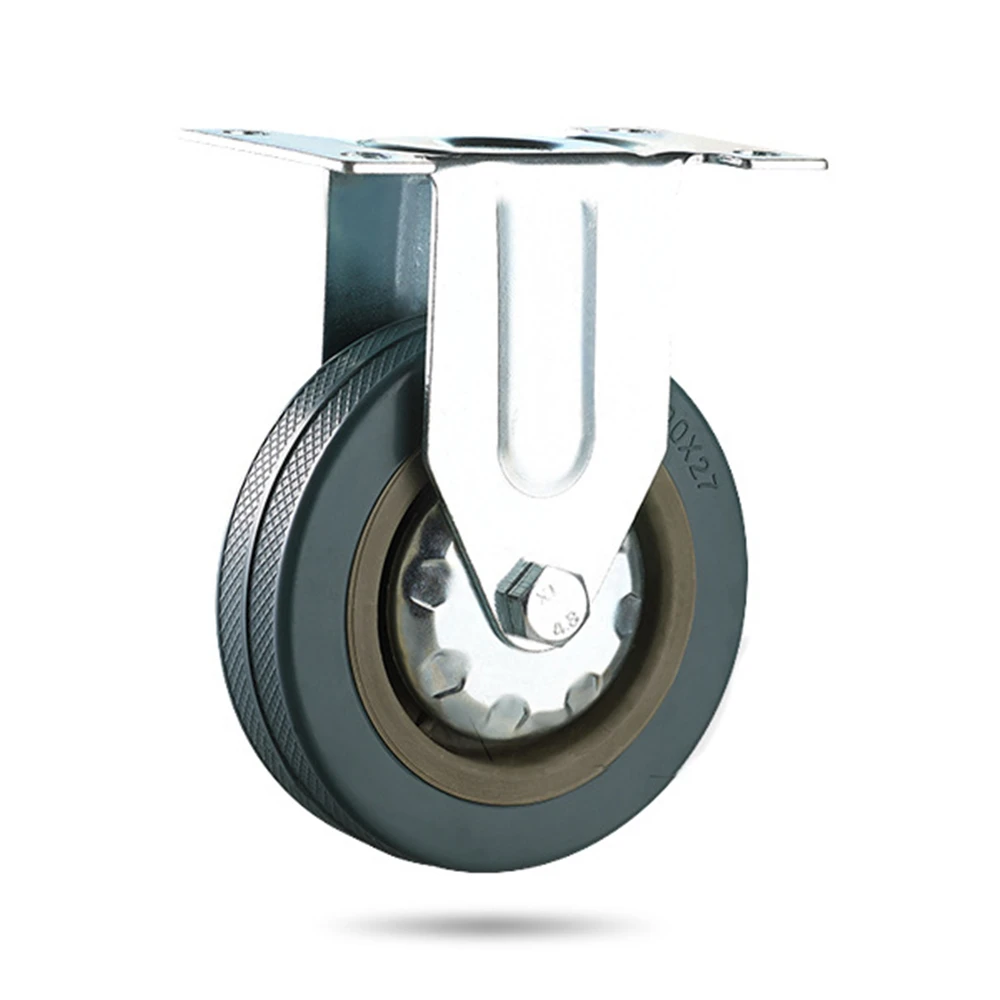 

4Pcs A Set Heavy Duty 50x17mm Rubber Swivel Castor Wheels Trolley Caster Brake 25KG Solid Cyan Rubber Plain Bearing Fixed Caster