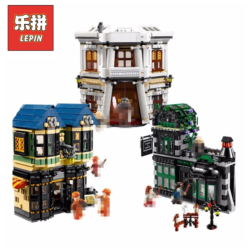 

DHL Lepin 16012 2025Pcs Harry Movie Potter Figures Diagon Alley Model Building Kits Blocks Bricks Toys Compatible Legoing 10217