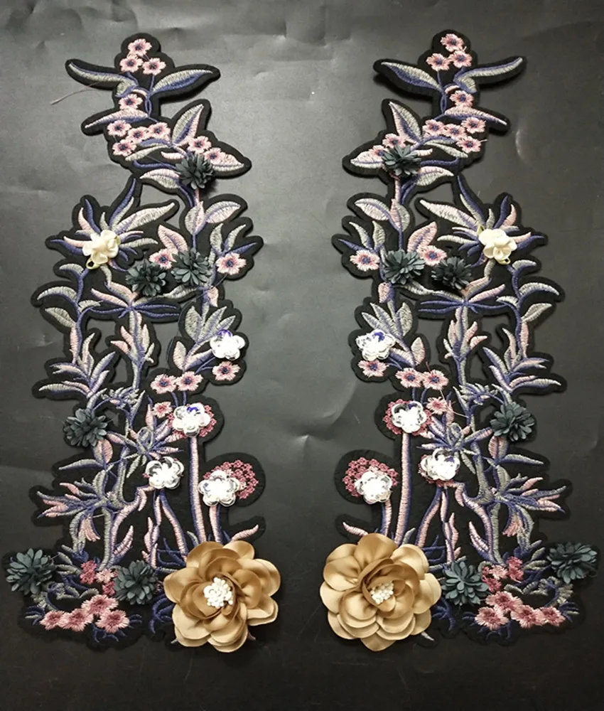 

designer patches for clothing pink flowers beaded parches bordados para ropa sewing on applique parches termoadhesivos ropa