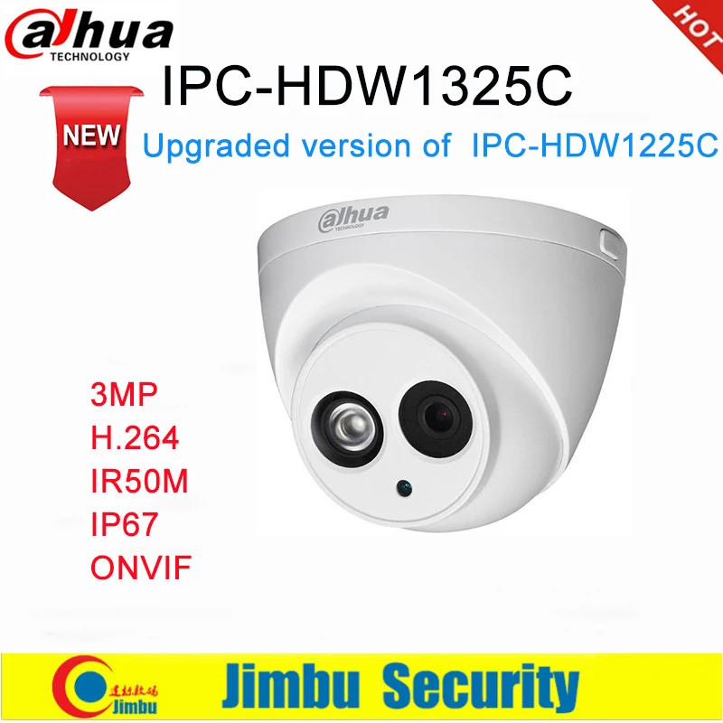 

Dahua IP Camera 3MP IPC-HDW1325C H.264 IP67 CCTV Camera IR 50M Surveillance Network Dome Camera ONVIF