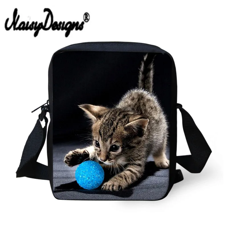Noisydesigns пользовательские 3D Cat Crossbody сумки для подростков Повседневная сумка клапаном небольшая сумка для мальчиков и девочек Сумка-почтальон мини